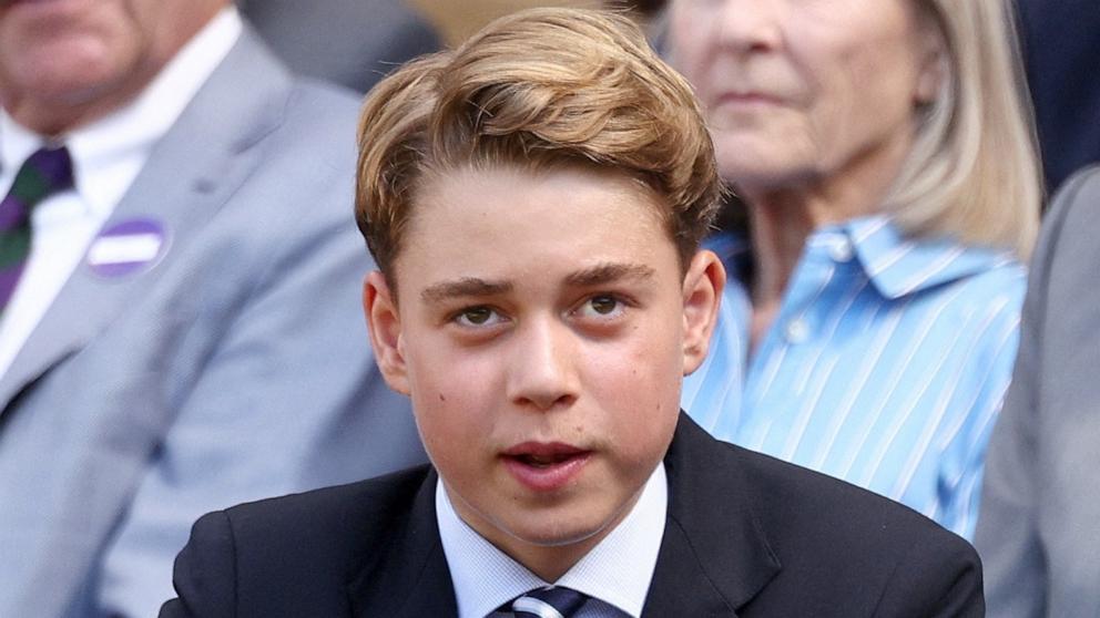 PHOTO: Britain's Prince George sits in the Royal Box ahead of the final match between Italy's Jannik Sinner and Germany's Alexander Zverev at the Wimbledon tennis championships, July 12, 2026.