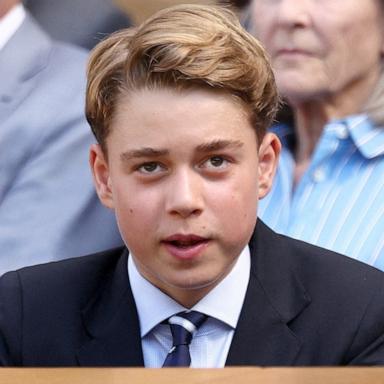 PHOTO: Britain's Prince George sits in the Royal Box ahead of the final match between Italy's Jannik Sinner and Germany's Alexander Zverev at the Wimbledon tennis championships, July 12, 2026.