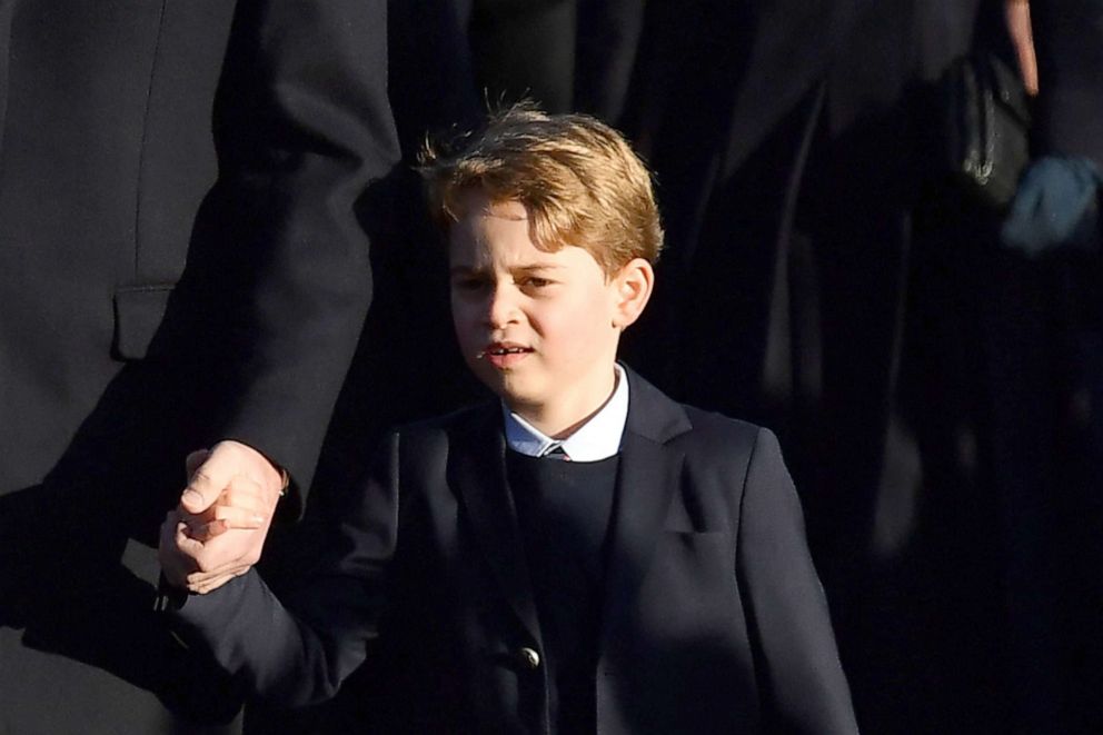 PHOTO: Britain's Prince George of Cambridge arrives for the Royal Family's traditional Christmas Day service at St Mary Magdalene Church in Sandringham, Norfolk, eastern England, Dec. 25, 2019.