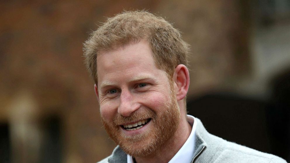 PHOTO: Prince Harry, The Duke of Sussex speaks to the press at Windsor Castle in England on May 6, 2019 after the Duchess of Sussex gave birth to a baby boy.