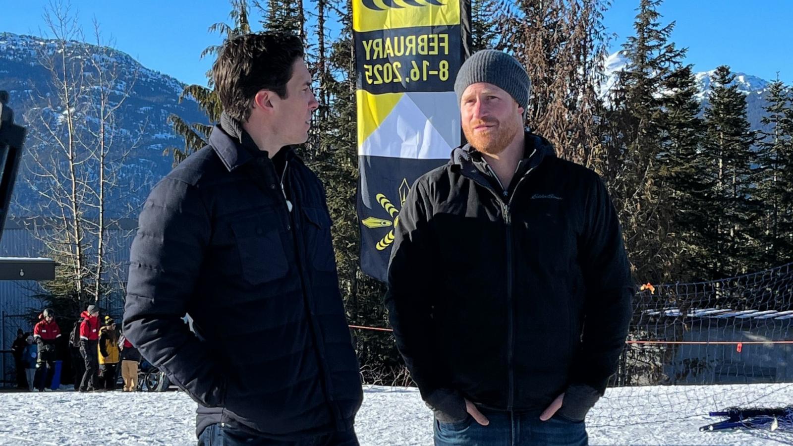 PHOTO: Prince Harry speaks with ABC News' Will Reeve at the One Year to Go events for the Invictus Games Vancouver Whistler 2025.