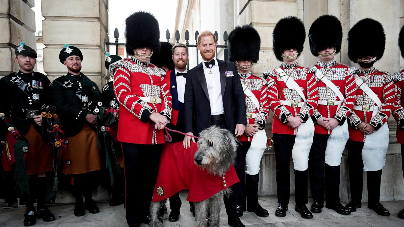 PHOTO: Britain's Prince Harry poses with members of the Band of The Irish Guards at the Invictus Spirit Awards in London, on Sept. 17, 2026.