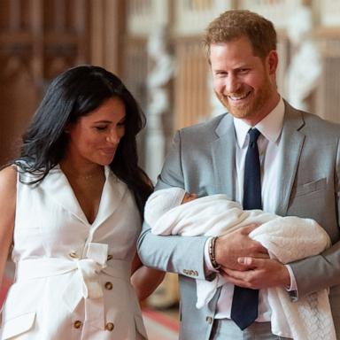 PHOTO: Prince Harry, Duke of Sussex and Meghan, Duchess of Sussex, pose with their newborn son Archie Harrison Mountbatten-Windsor during a photocall in St George's Hall at Windsor Castle, May 8, 2019 in Windsor, England. 