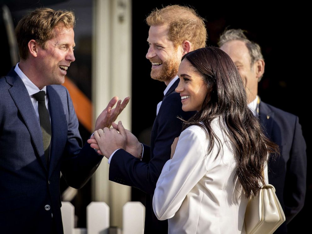 PHOTO: Prince Harry, Duke of Sussex and Meghan, Duchess of Sussex appear on the Yellow Carpet ahead of the Invictus Games, on April 15, 2022 in The Hague, Netherlands. The games are intended for military personnel and veterans injured while on duty.