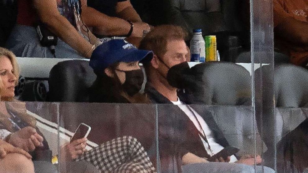PHOTO: Prince Harry and Princess Eugenie attend the Super Bowl, Feb. 13, 2022, in Los Angeles. 