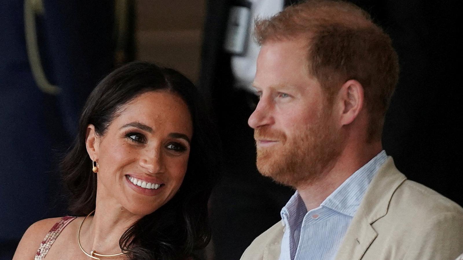 PHOTO: Britain's Prince Harry sits with his wife Meghan, Duchess of Sussex, as they meet with Colombia's Vice President Francia Marquez in Bogota, Colombia, August 15, 2024.