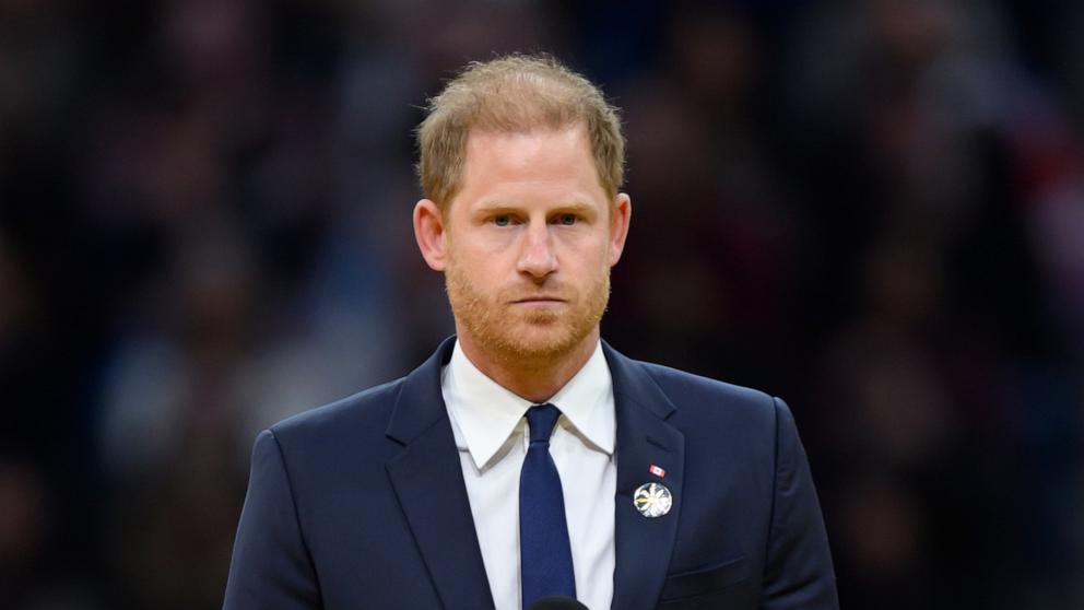 PHOTO: Prince Harry, Duke of Sussex gives a speech during the opening ceremony of the 2025 Invictus Games at BC Place on February 08, 2025 in Vancouver.