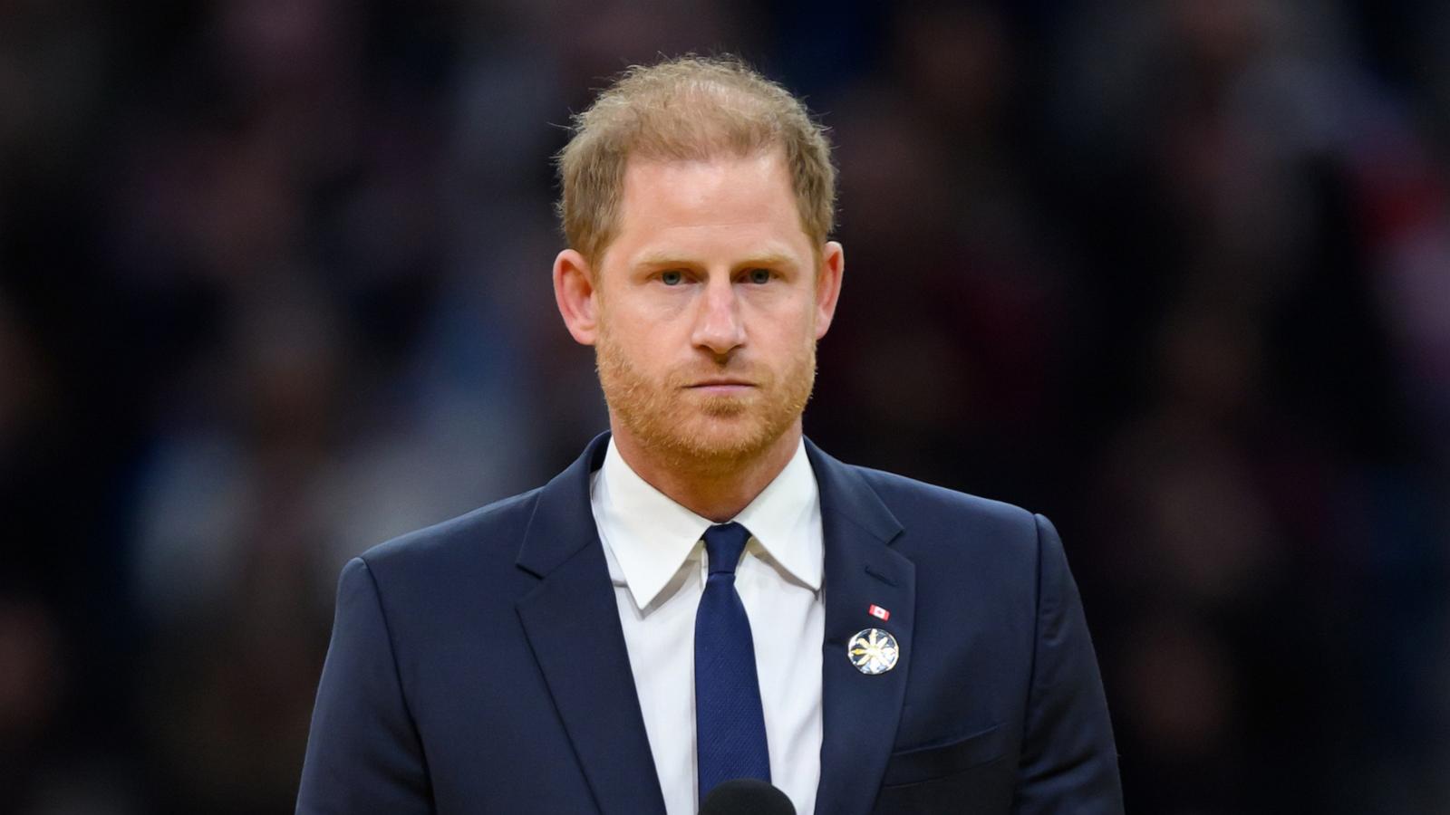 PHOTO: Prince Harry, Duke of Sussex gives a speech during the opening ceremony of the 2025 Invictus Games at BC Place on February 08, 2025 in Vancouver.