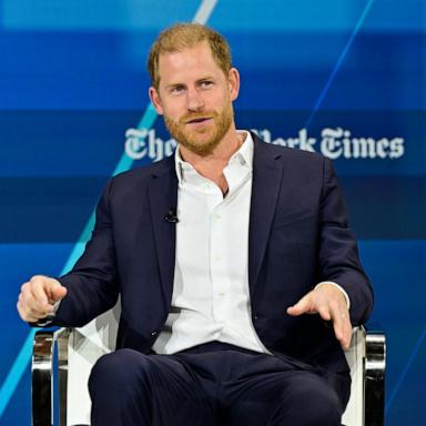 PHOTO: Prince Harry, Duke of Sussex, speaks onstage during The New York Times Dealbook Summit 2024 at Jazz at Lincoln Center on Dec. 4, 2024, in New York.