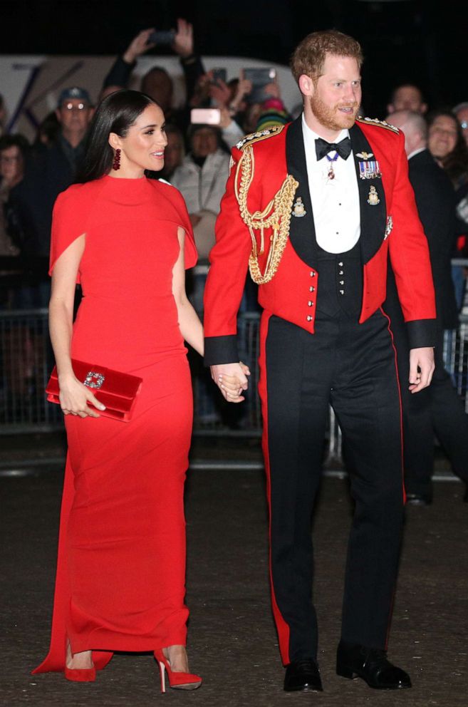 PHOTO:The Duke and Duchess of Sussex arrive at the Royal Albert Hall in London to attend the Mountbatten Festival of Music, March 7, 2020.