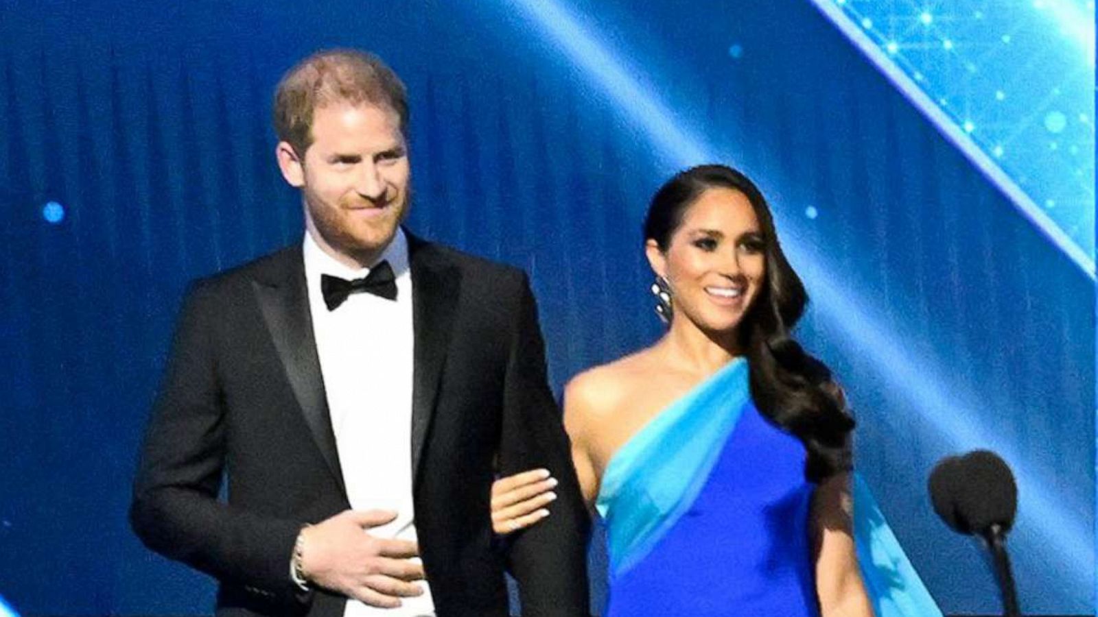 PHOTO: Prince Harry and Meghan Markle, Duke and Duchess of Sussex, accept the President's Award at the 53rd NAACP Image Awards Show in Burbank, Calif., Feb. 26, 2022.