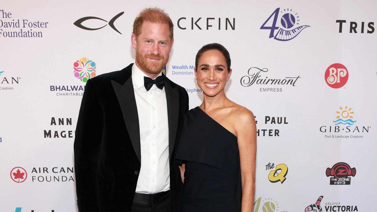 PHOTO: Prince Harry, Duke of Sussex and Meghan, Duchess of Sussex attend the David Foster Foundation 40th Anniversary Celebration on Aug. 7, 2026, in Victoria, British Columbia.