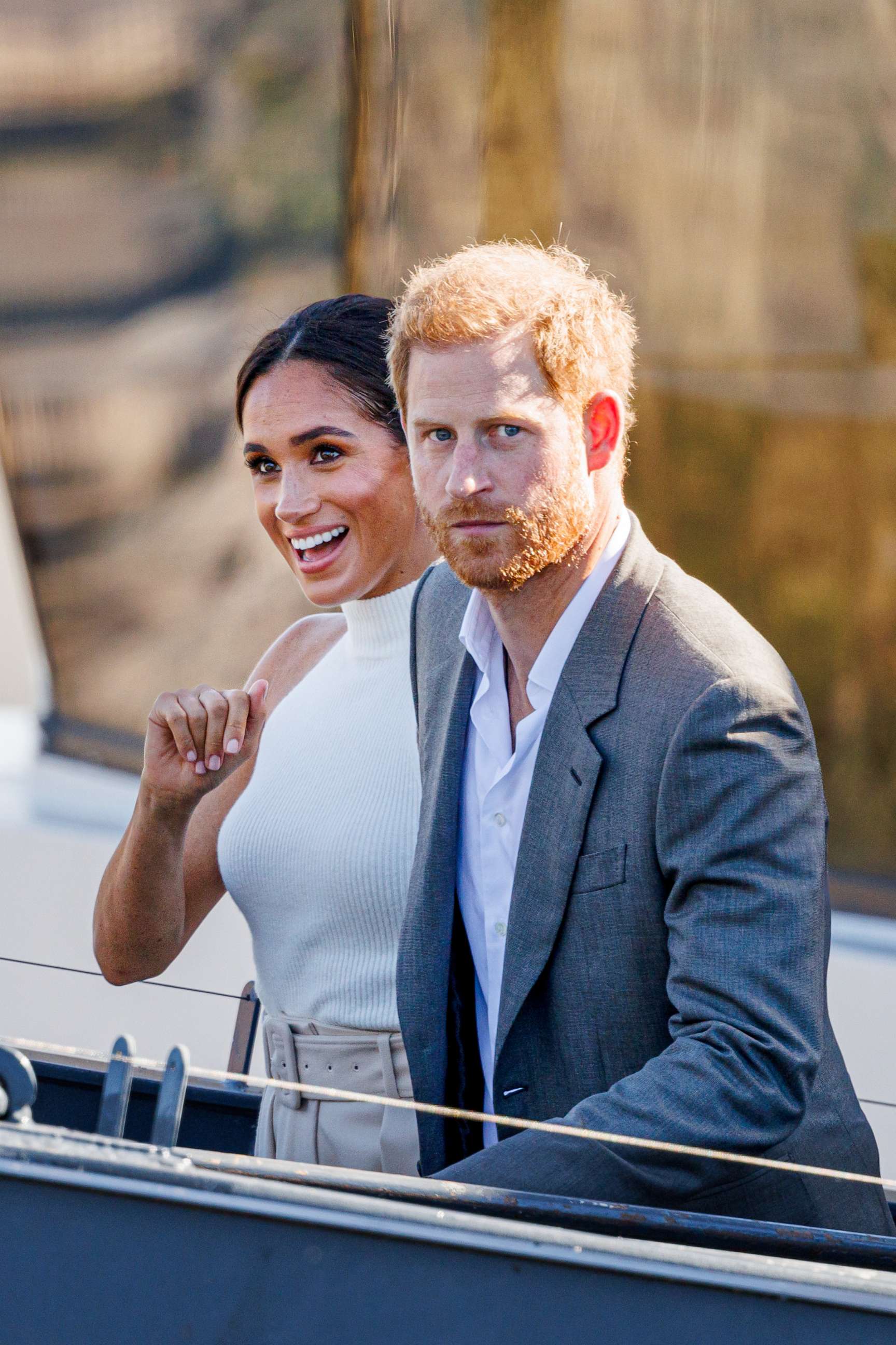PHOTO: Prince Harry, Duke of Sussex and Meghan, Duchess of Sussex after a boat trip during the Invictus Games Dusseldorf 2023 - One Year To Go events, Sept. 6, 2022, in Dusseldorf, Germany.