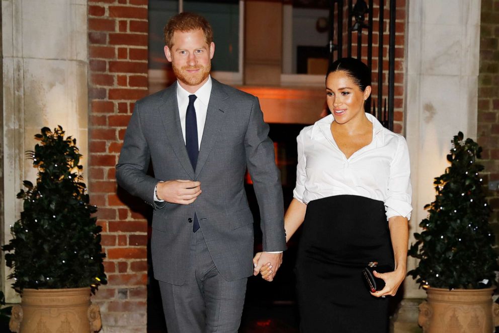 Prince Harry, Duke of Sussex and Meghan, Duchess of Sussex attend the Endeavour Fund awards at Drapers' Hall, Feb. 7, 2019, in London.