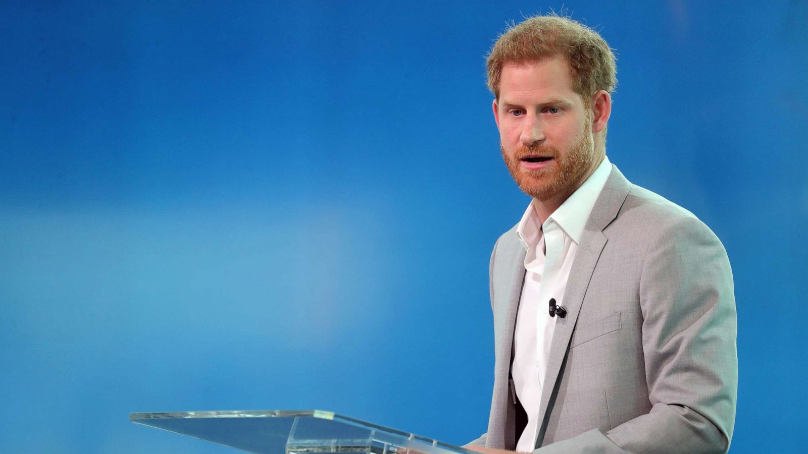 PHOTO: Prince Harry, Duke of Sussex announces a partnership between Booking.com, SkyScanner, CTrip, TripAdvisor and Visa called 'Travalyst' on September 03, 2019 in Amsterdam, Netherlands.