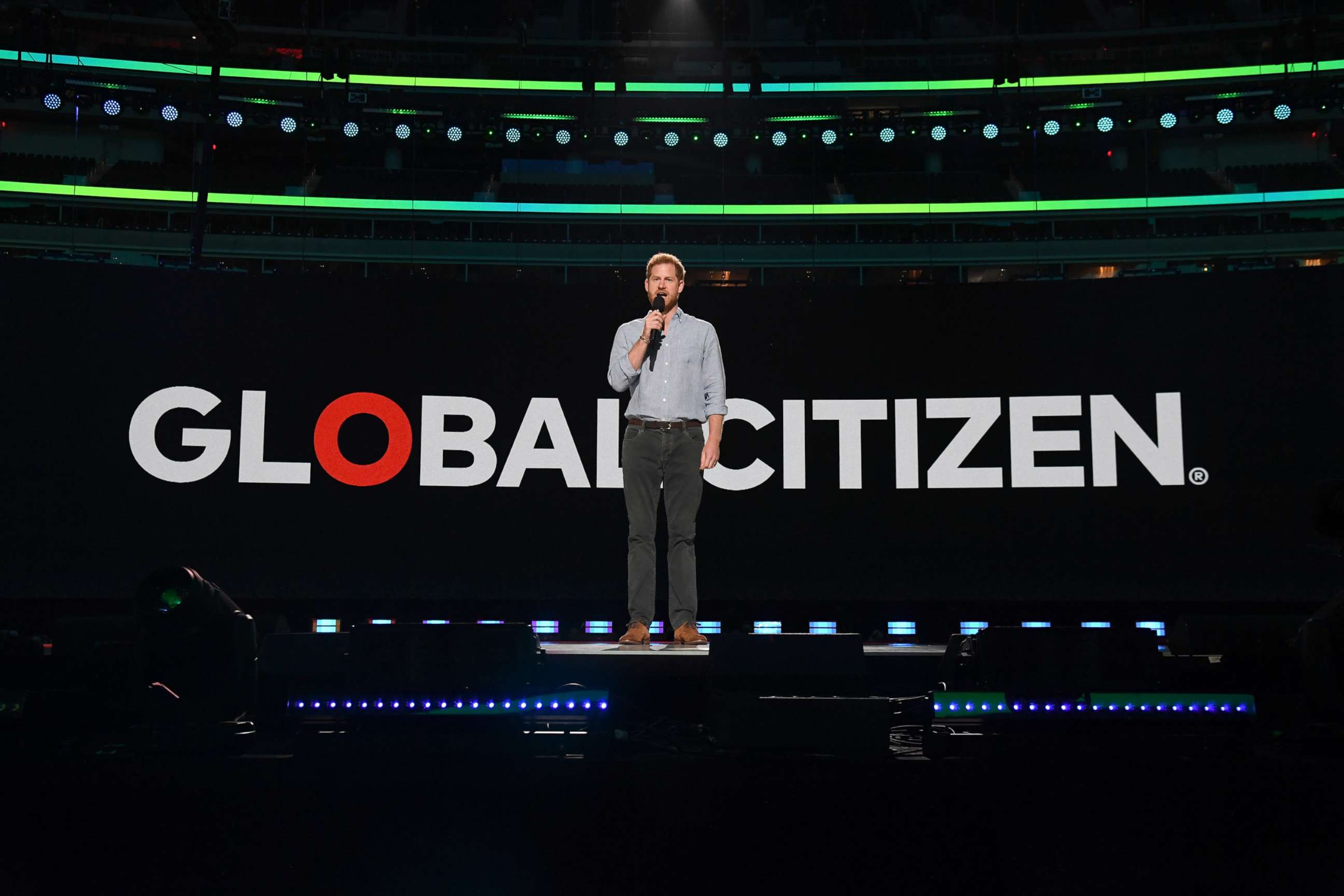 PHOTO: Prince Harry, Duke of Sussex speaks onstage during "Global Citizen VAX LIVE: The Concert To Reunite The World" at SoFi Stadium in Inglewood, Calif., May 2, 2021.