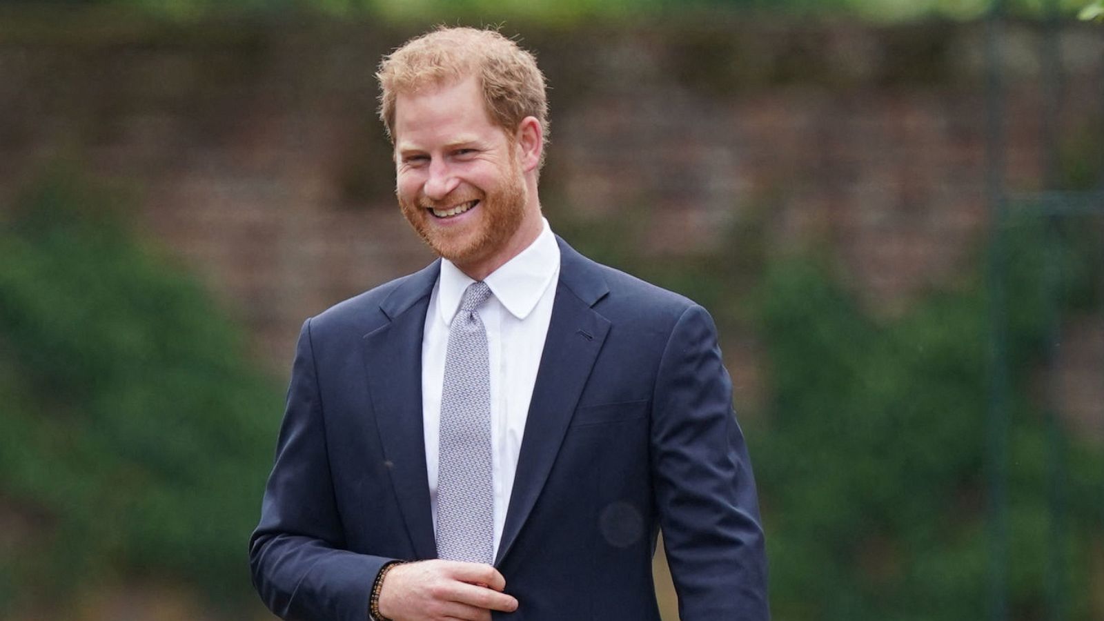 PHOTO: Britain's Prince Harry, Duke of Sussex, arrives for the unveiling of a statue of their mother, Princess Diana at The Sunken Garden in Kensington Palace, London, July 1, 2021.