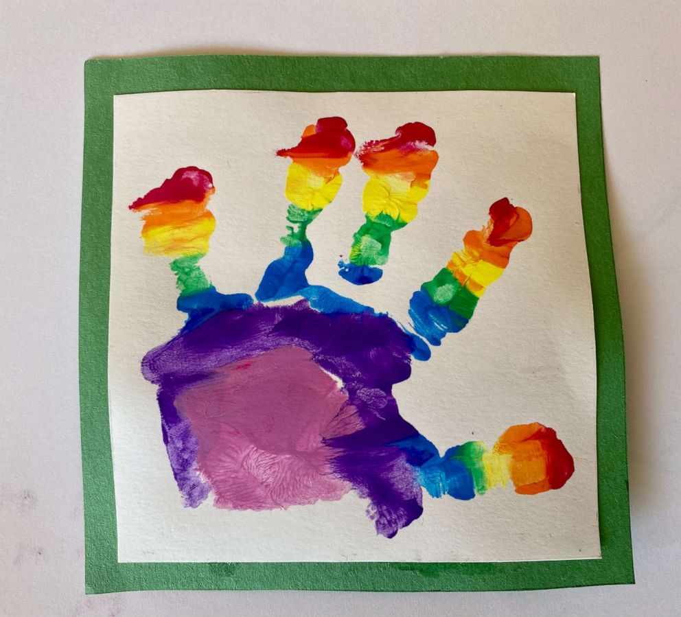 PHOTO: A piece of art created by Prince Louis, who celebrates his second birthday on April 23, 2020, is pictured in an undated handout photo taken by his mother, the Duchess of Cambridge, in Britain.