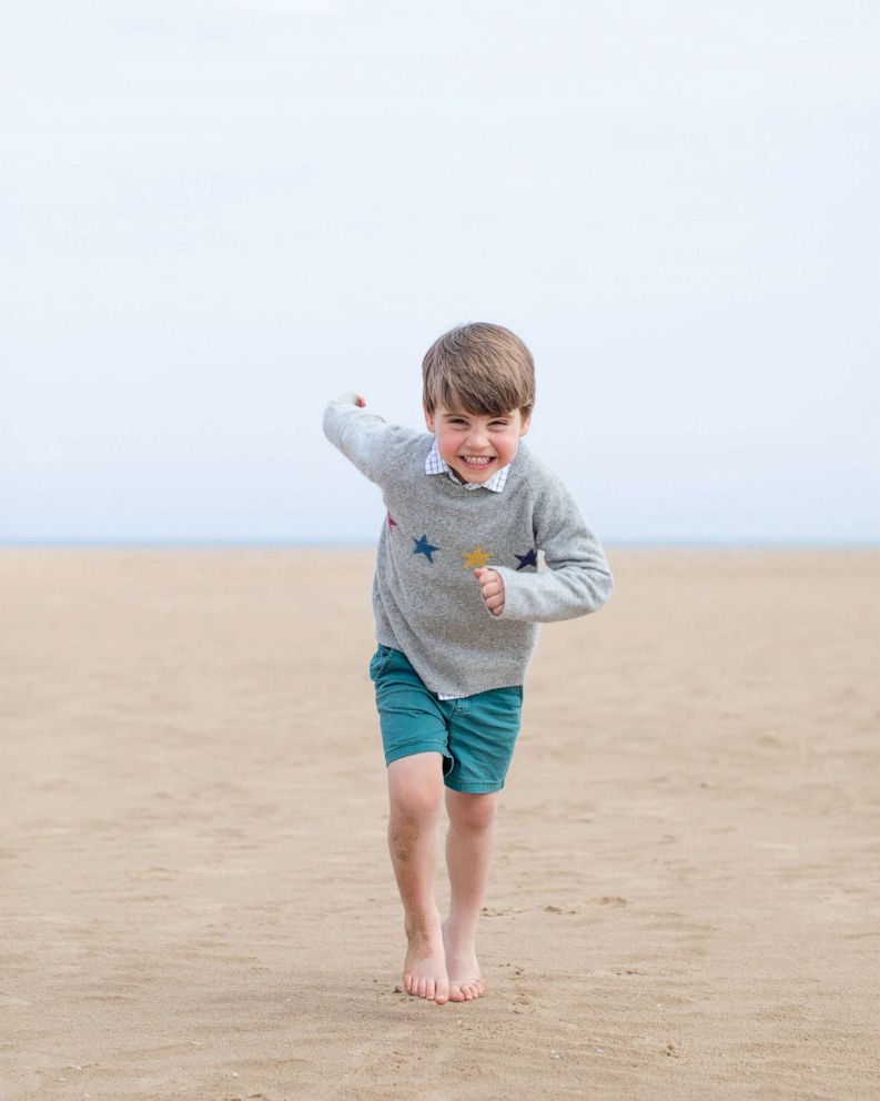 PHOTO: A handout picture released by Kensington Palace on April 22, 2022, shows Britain's Prince Louis of Cambridge posing for a photograph, taken by his mother, Britain's Catherine, Duchess of Cambridge, in Norfolk, eastern England.