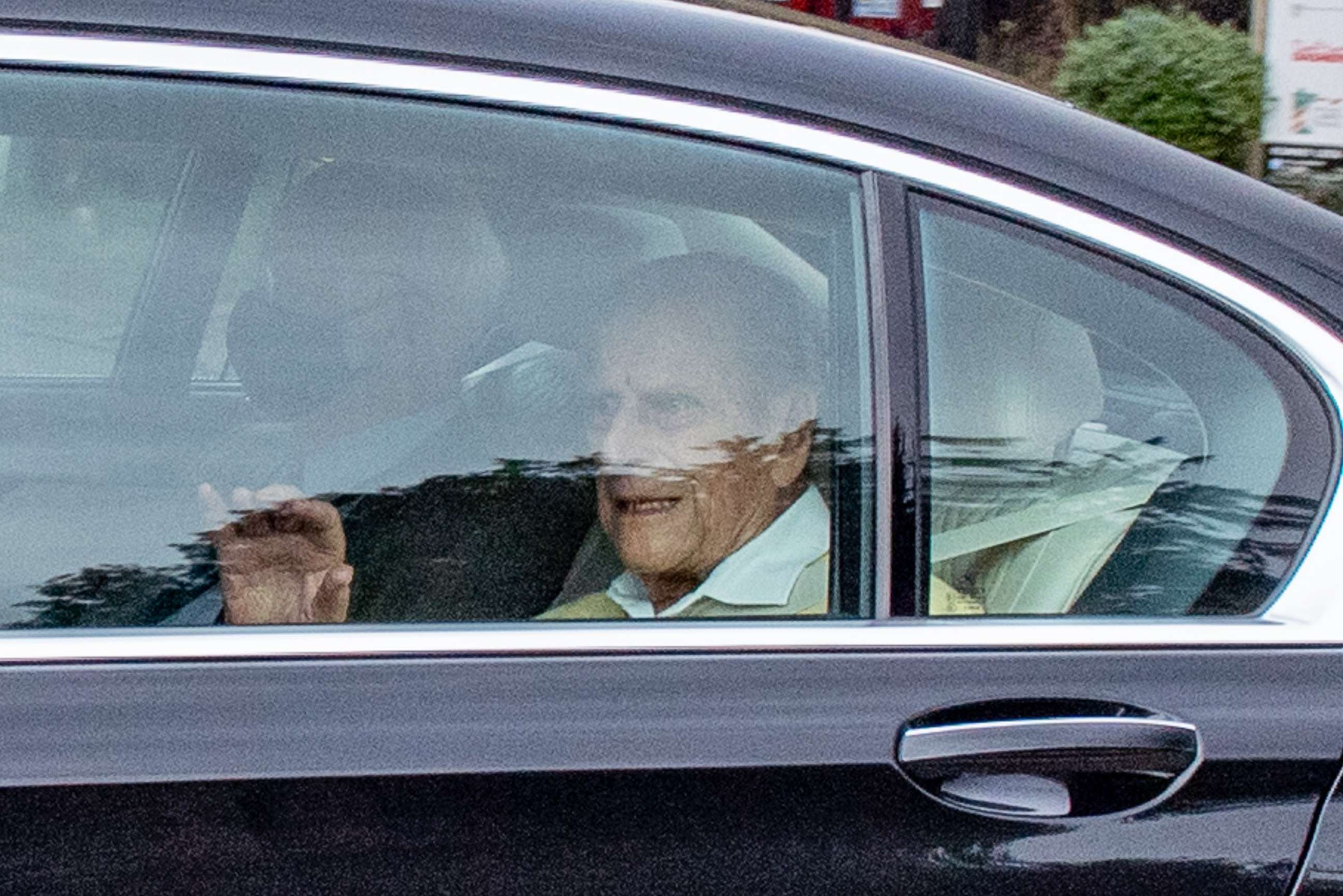 PHOTO: Prince Philip, Duke of Edinburgh, arrives at Windsor Castle after leaving the King Edward VII's Hospital in central London, March 16, 2021.