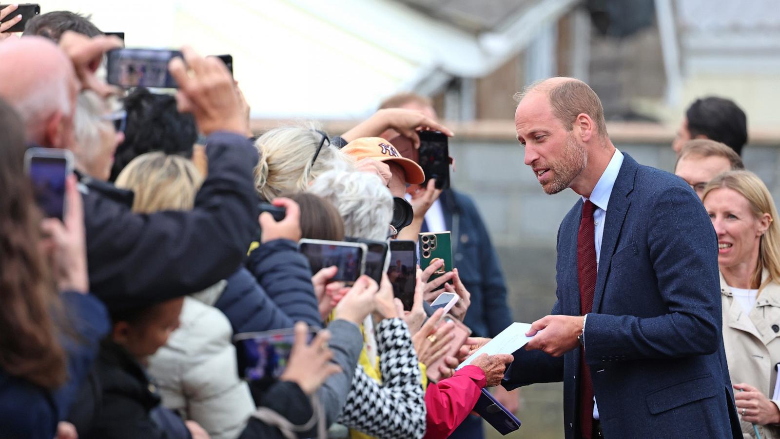 PHOTO: Prince William, Prince of Wales greets well-wishers on Sept. 10, 2024, in Llanelli, Wales.