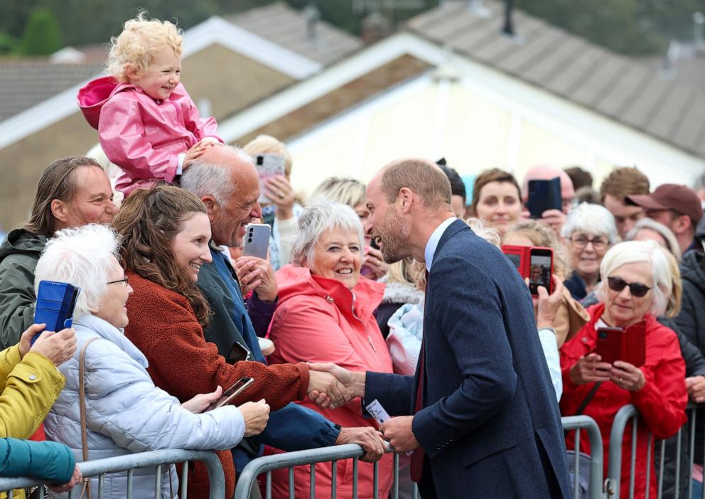 PHOTO: Prince William, Prince of Wales greets well-wishers on Sept. 10, 2024, in Llanelli, Wales. 