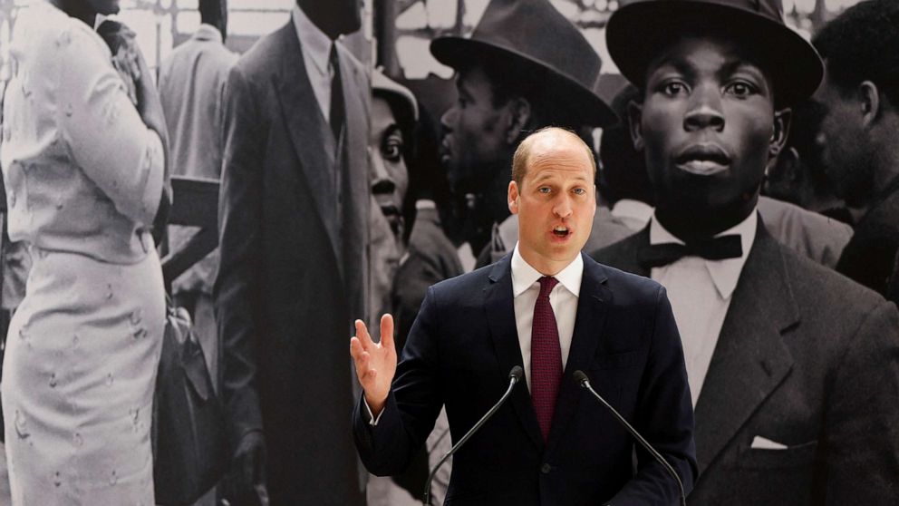 PHOTO: Prince William speaks during the unveiling of the National Windrush Monument at Waterloo Station in London, June 22, 2022.