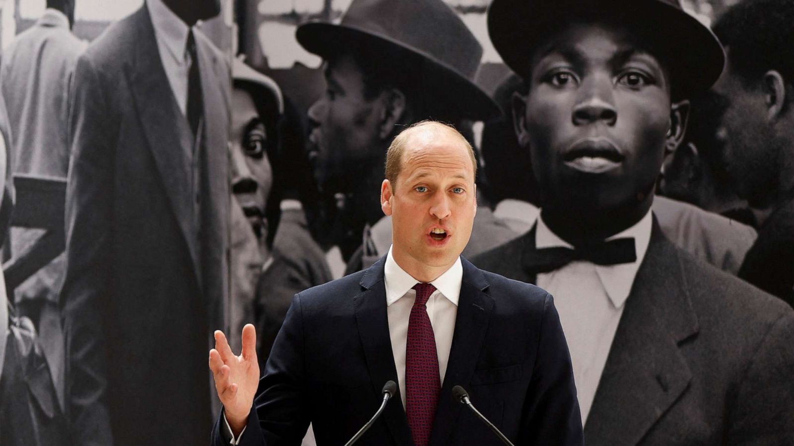 PHOTO: Prince William speaks during the unveiling of the National Windrush Monument at Waterloo Station in London, June 22, 2022.