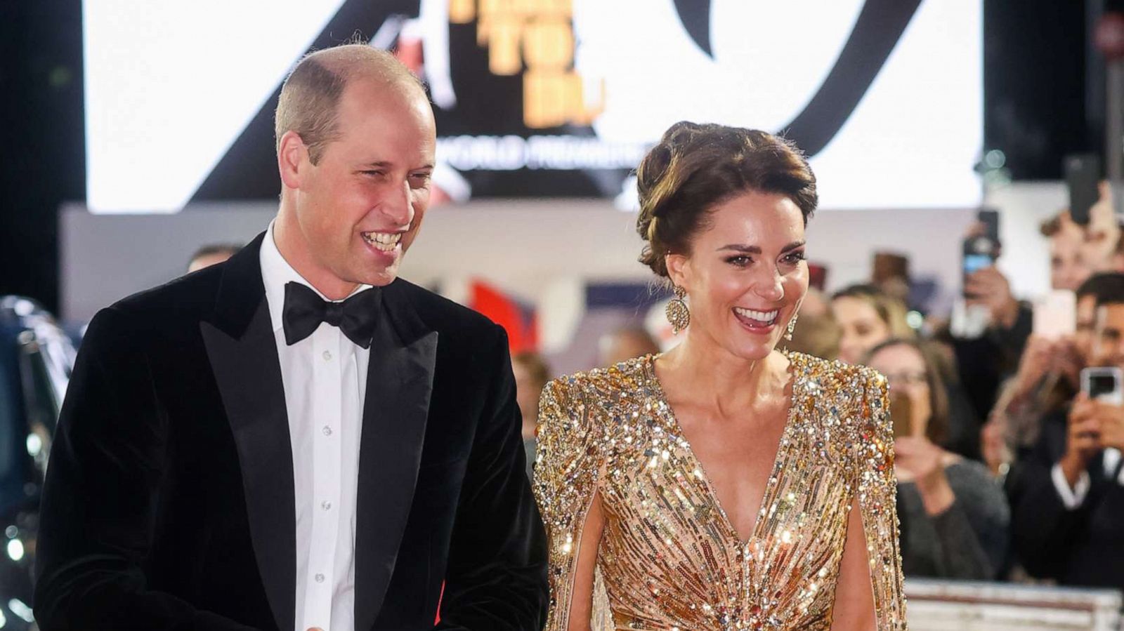 PHOTO: Prince William, Duke of Cambridge and Catherine, Duchess of Cambridge attend the "No Time To Die" World Premiere at Royal Albert Hall on Sept. 28, 2021, in London.