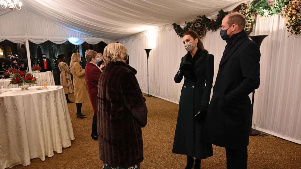 PHOTO: Prince William and Catherine, Duchess of Cambridge attend an event at Windsor Castle to thank local volunteers and key workers for the work they are doing during the coronavirus pandemic and over Christmas, in Windsor, England, Dec. 8, 2020.