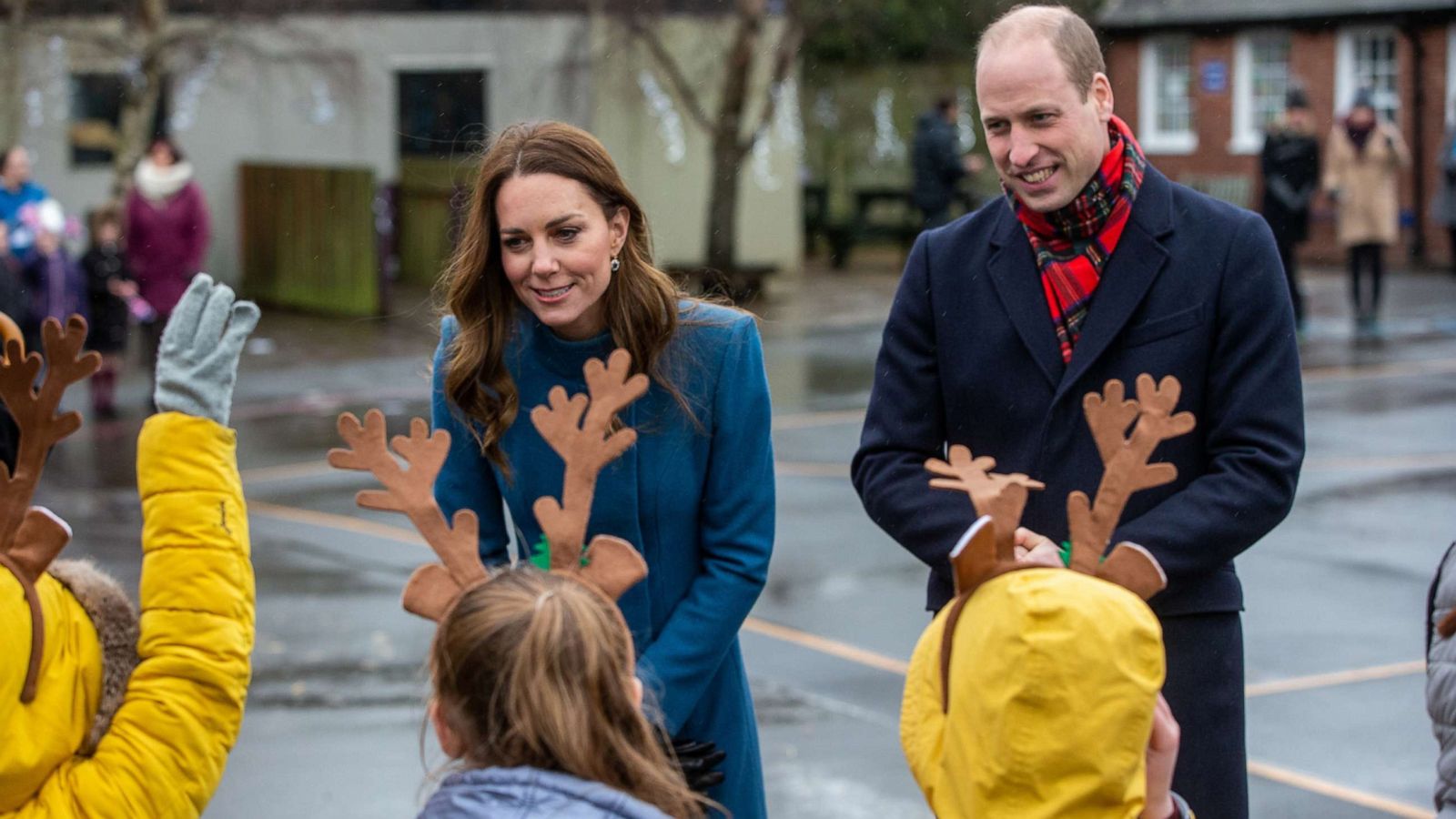 PHOTO: The Duke and Duchess of Cambridge meet staff and pupils from Holy Trinity Church of England First School in Berwick-Upon-Tweed, England, Dec. 7, 2020.