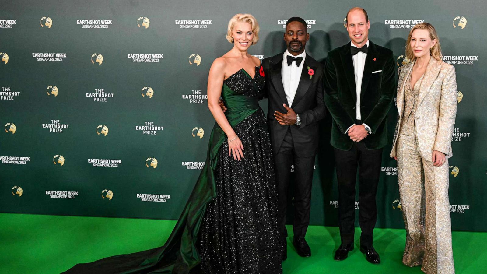 PHOTO: Britain's Prince William, Prince of Wales poses with Cate Blanchett, Hannah Waddingham and Sterling K. Brown as they arrive to attend the 2023 Earthshot Prize in Singapore on Nov. 7, 2023.