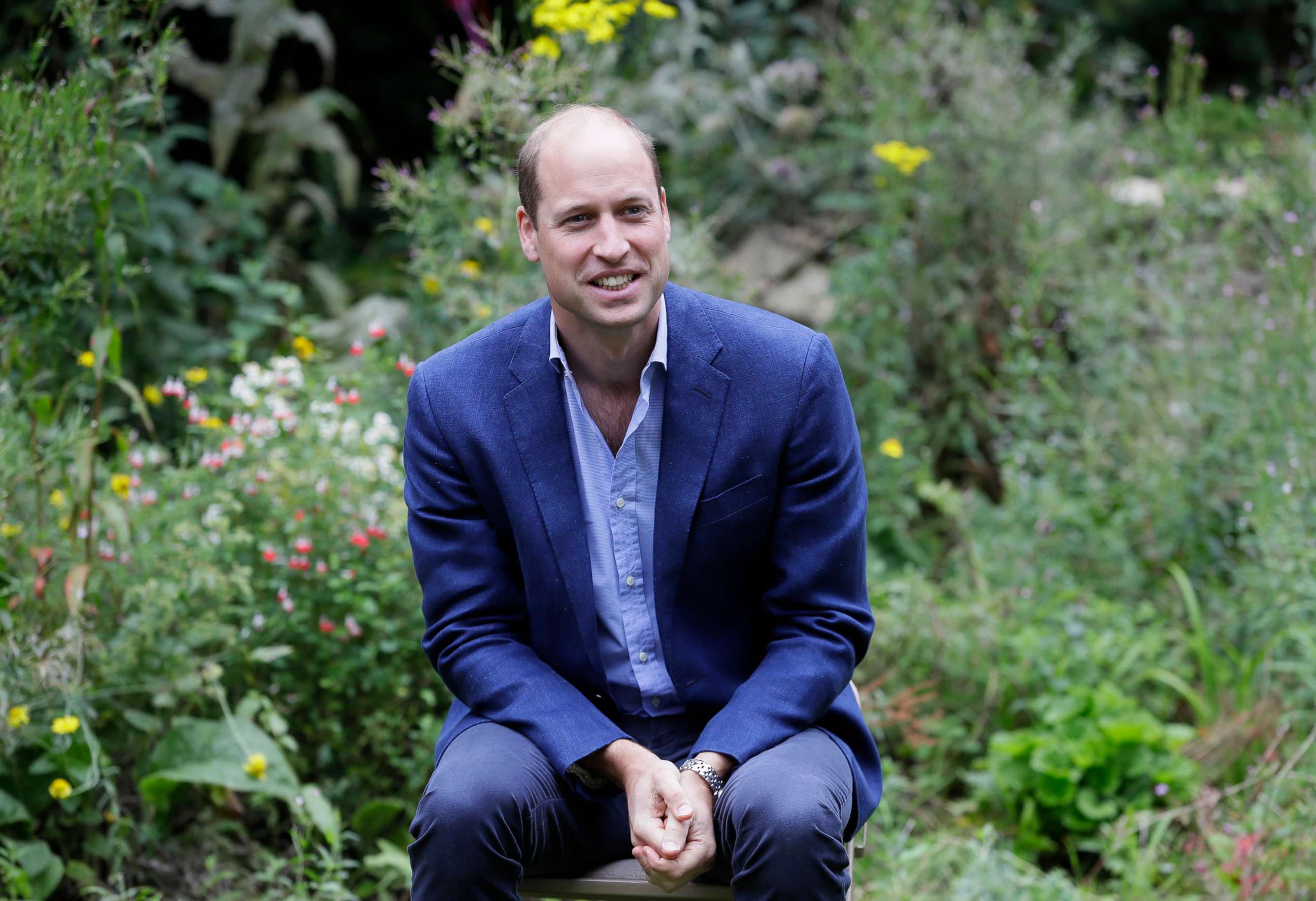 PHOTO: In this July 16, 2020, file photo, Britain's Prince William, Duke of Cambridge socially distances as he speaks at an event in Peterborough, U.K.