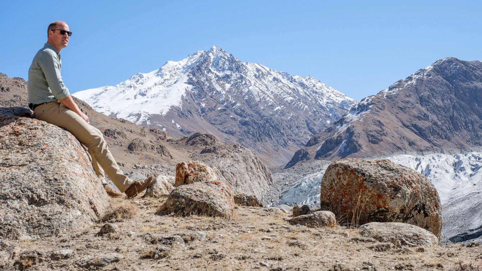 PHOTO: Britain's Prince William, The Duke of Cambridge is seen at a glacier in the Hindu Kush mountain range, situated in the Chitral District of Pakistan's Khyber Pakhtunkhwa province, in this photo taken by The Duchess of Cambridge in October 2019.