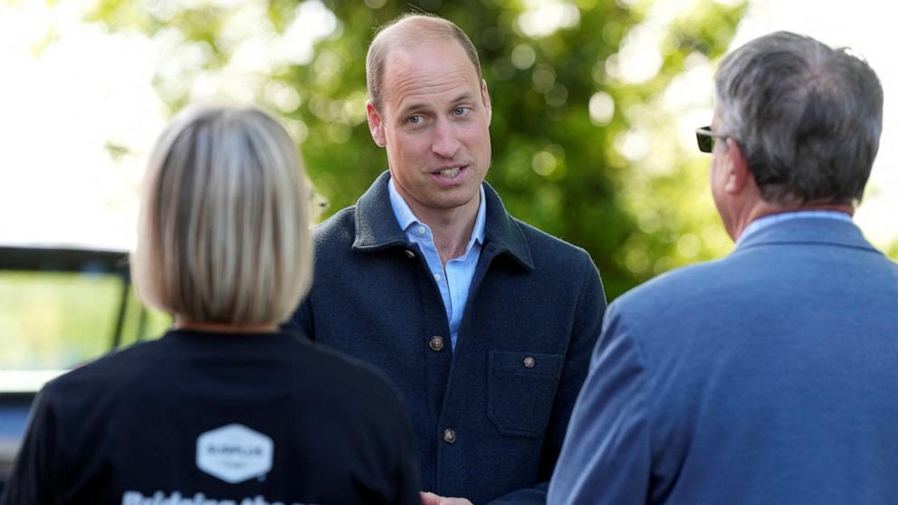 PHOTO: Prince William is greeted as he arrives for a visit to Surplus to Supper, a surplus food redistribution charity in Sunbury-on-Thames, Surrey, Britain, April 18, 2024.