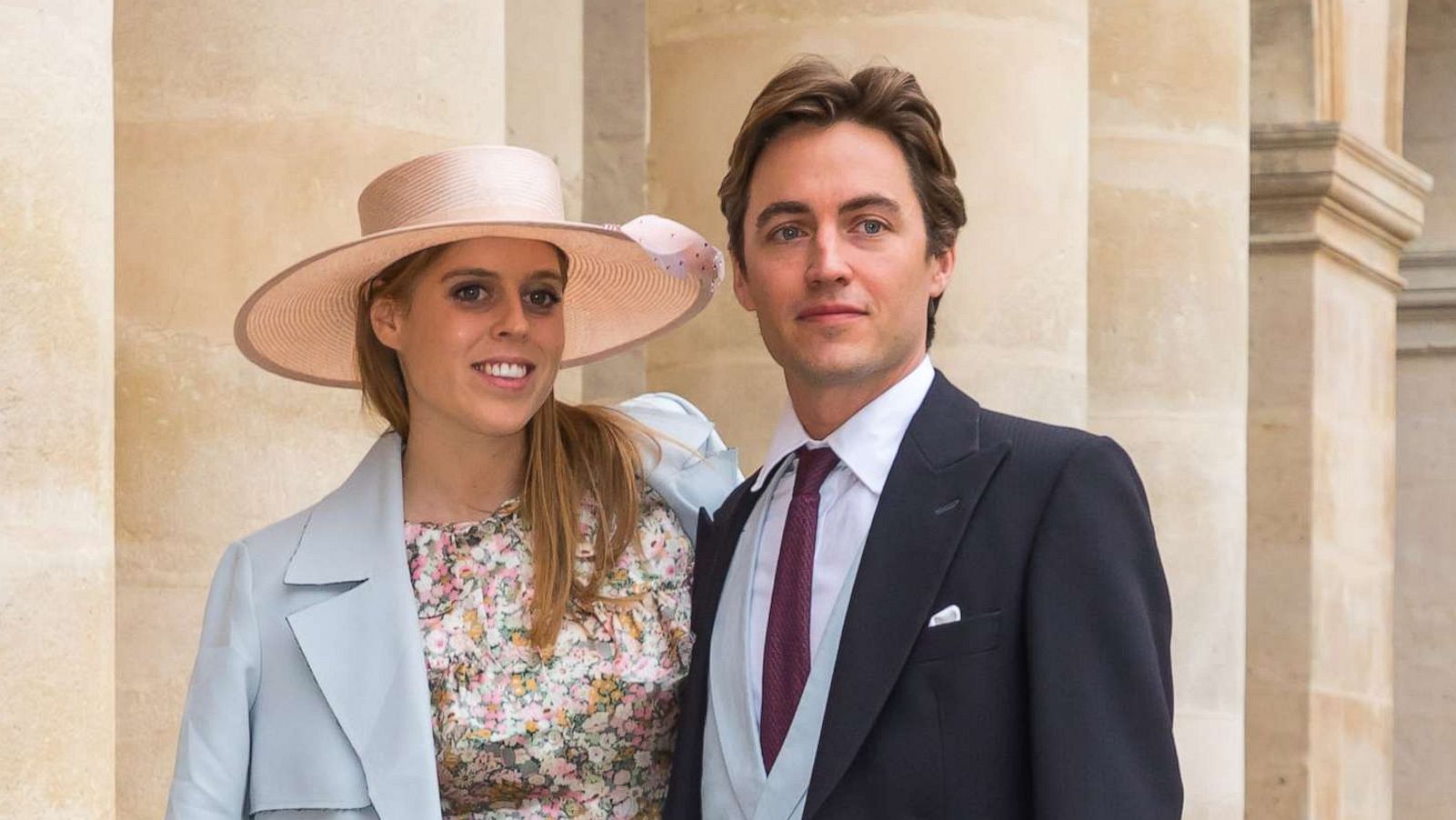 PHOTO: Britain's Princess Beatrice of York and her fiance Edoardo Mapelli Mozzi arrive for the wedding of Prince Napoleon and Countess Arco-Zunneberg at the Cathedral of Saint-Louis des Invalides in Paris, Oct. 19, 2019.