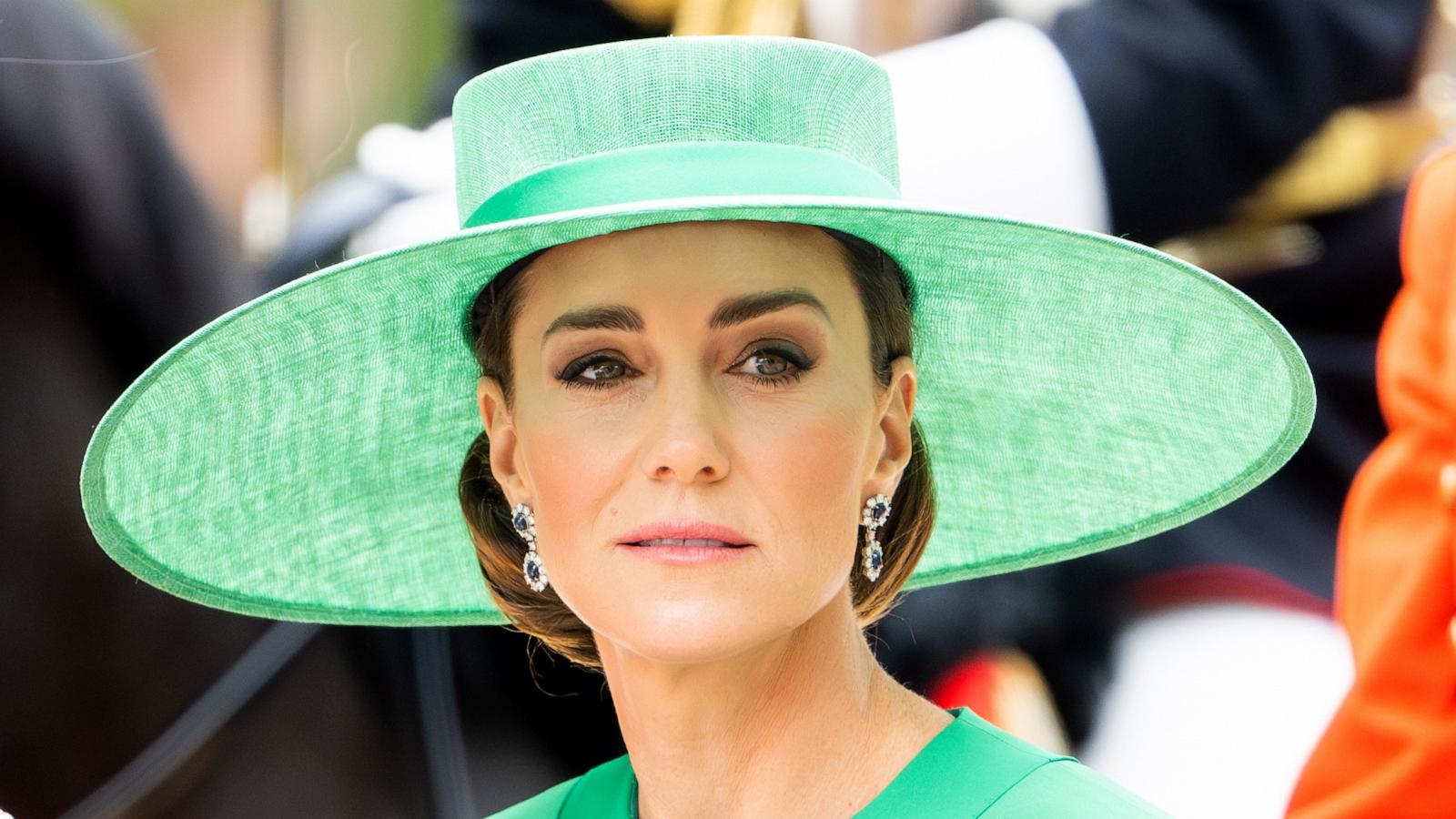 PHOTO: In this June 17, 2023, file photo, Catherine, Princess of Wales rides down the Mall by carriage during Trooping the Colour in London.