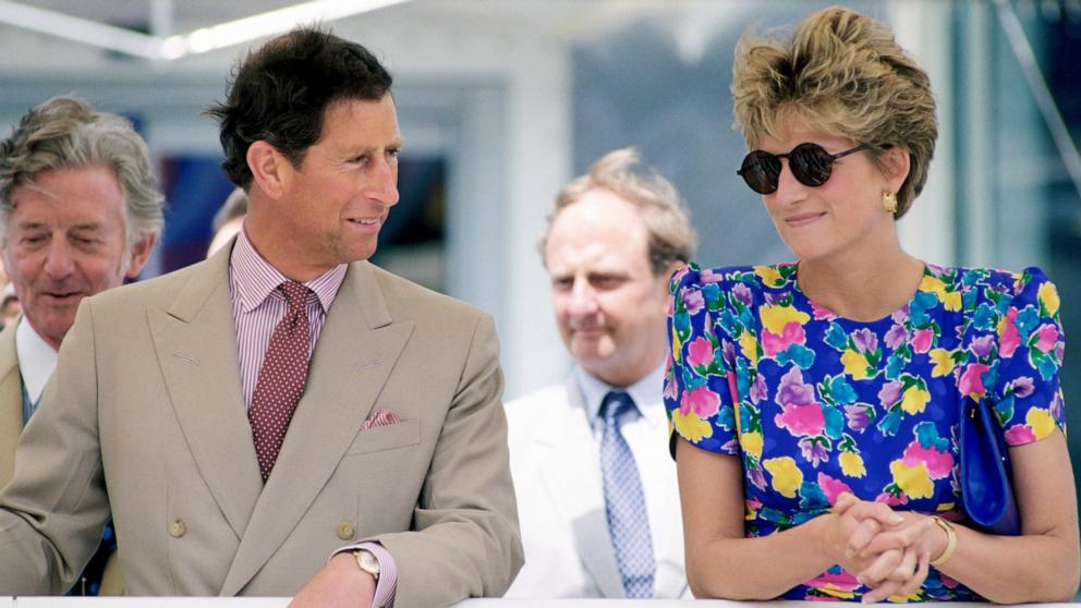 PHOTO: Princess Diana wears a dress designed by fashion designers Bellville Sassoon as she visits, Seville, Spain with Prince Charles, May 21, 1992.