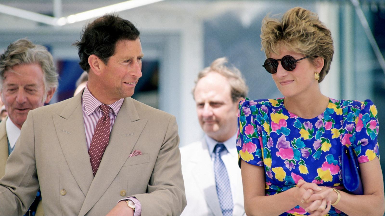 PHOTO: Princess Diana wears a dress designed by fashion designers Bellville Sassoon as she visits, Seville, Spain with Prince Charles, May 21, 1992.