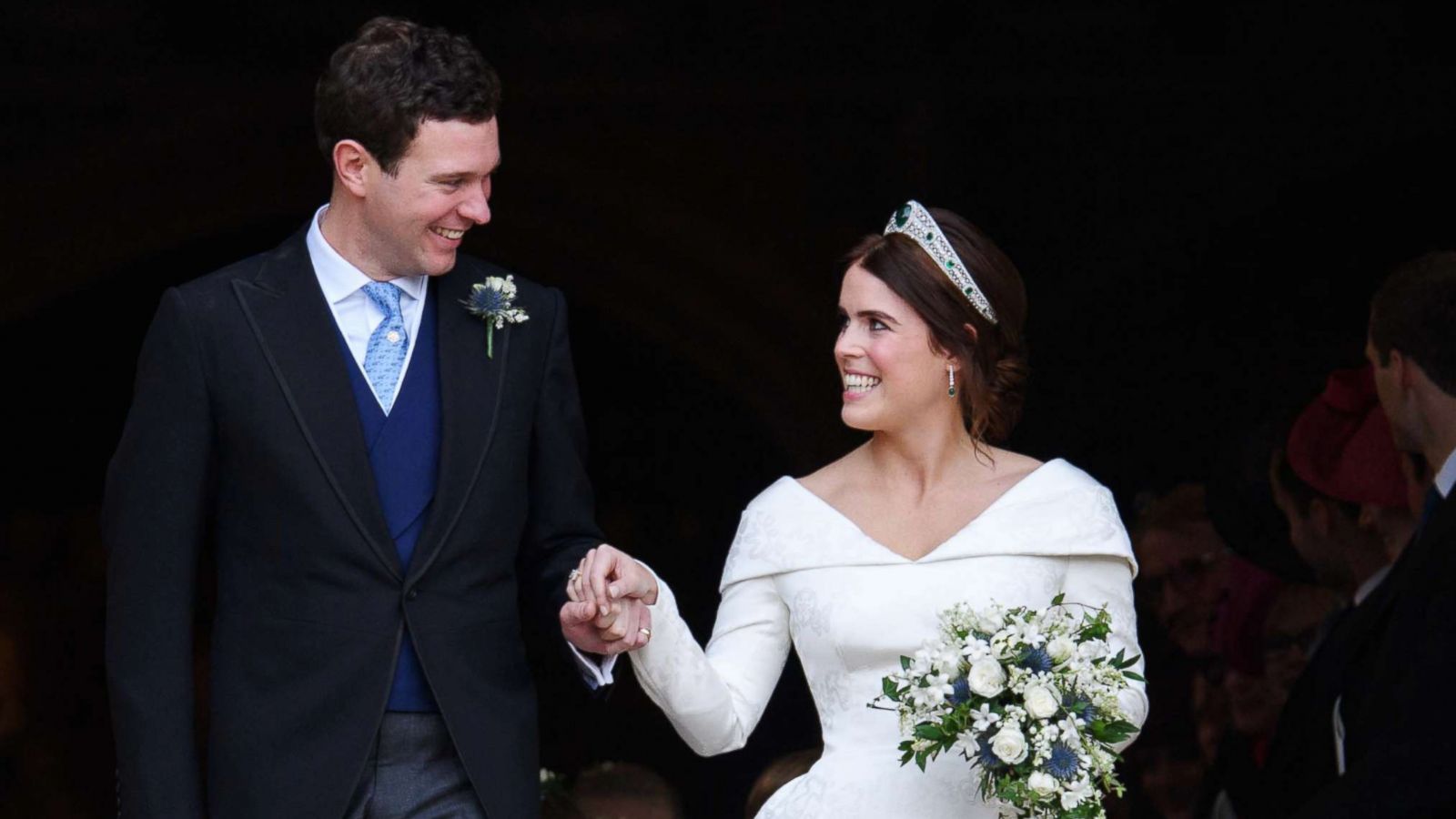 PHOTO: Jack Brooksbank and Princess Eugenie after their wedding, Windsor, Berkshire, U.K., Oct. 12, 2018.