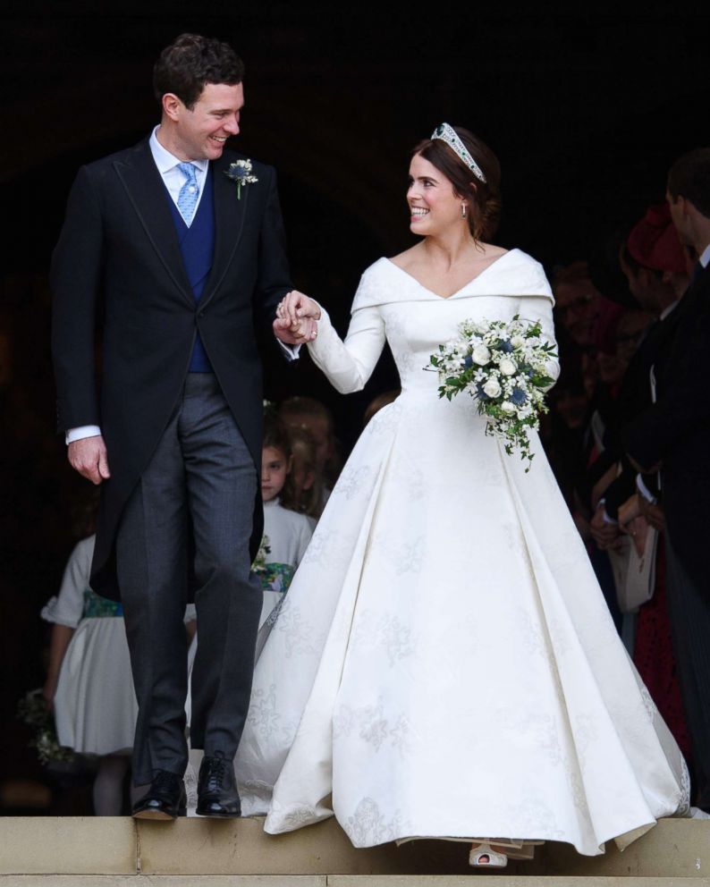 PHOTO: Jack Brooksbank and Princess Eugenie after their wedding, Windsor, Berkshire, U.K., Oct. 12, 2018.
