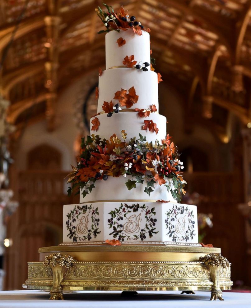 PHOTO: The wedding cake, which was created Sophie Cabot for the wedding of Princess Eugenie of York and Mr. Jack Brooksbank pictured in St. George's Hall at Windsor Castle, Oct. 12, 2018, in Windsor, England.