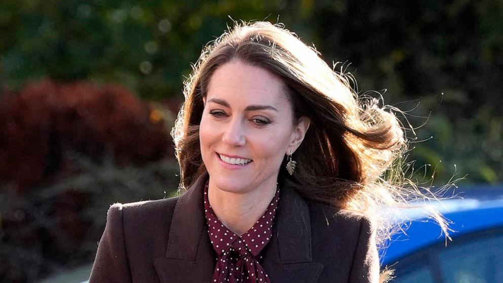 PHOTO: Britain's Catherine, Princess of Wales arrives for a visit to Southport Community Centre in Southport, north west England on October 10, 2024.