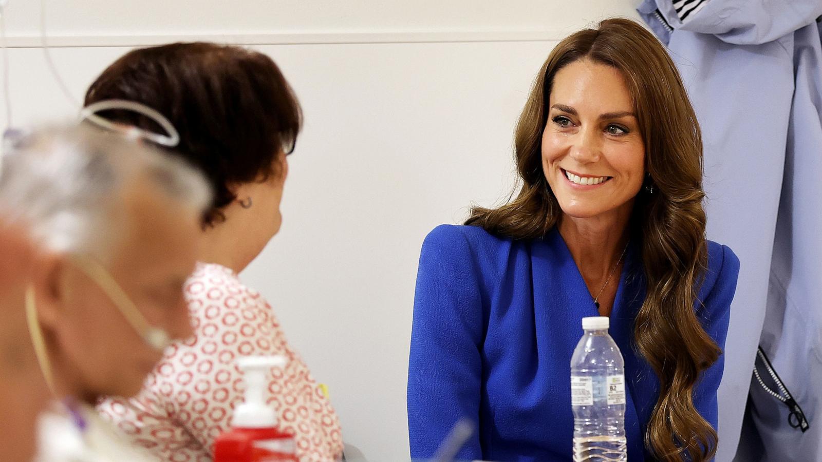 PHOTO: Britain's Kate, the Princess of Wales listens, during a visit to The Christie NHS Foundation Trust in Manchester, England, June 4, 2026.
