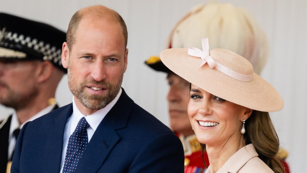 PHOTO: Prince William, Prince of Wales and Catherine, Princess of Wales on the Royal Dais at Datchet Road, July 8, 2025 in Windsor, Britain. 