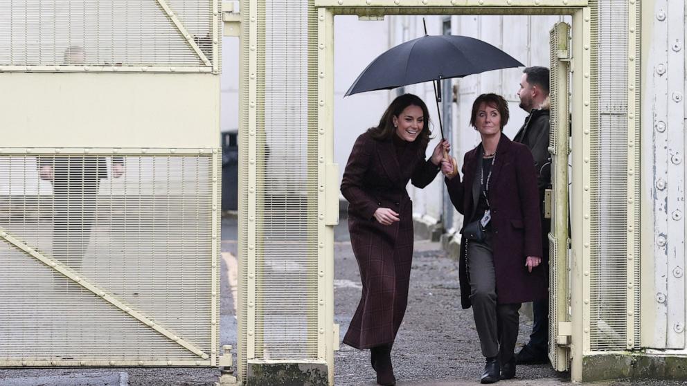 PHOTO: Britain's Catherine, Princess of Wales, visits a mother and baby unit at HMP Styal, a prison and young offender institution, near Wilmslow, Britain, February 11, 2025.