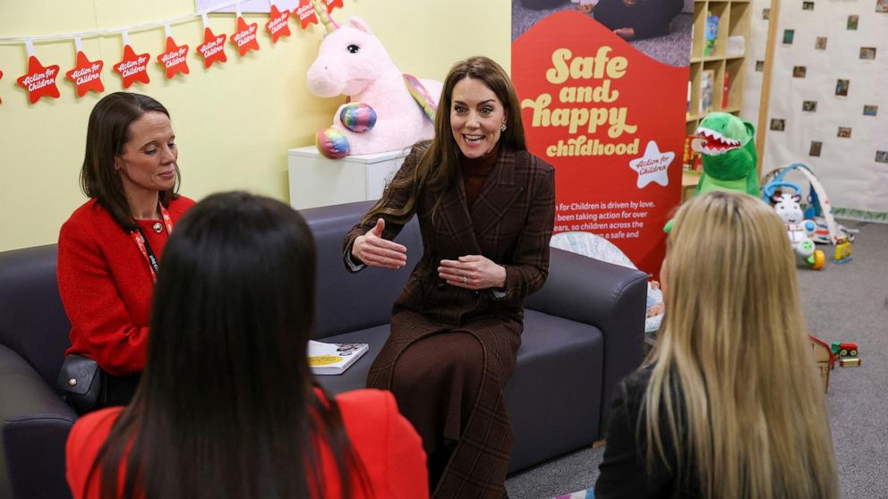 PHOTO: Britain's Kate, Princess of Wales, visits a mother and baby unit at HMP Styal, a prison and young offender institution, near Wilmslow, England, Feb. 11, 2025.