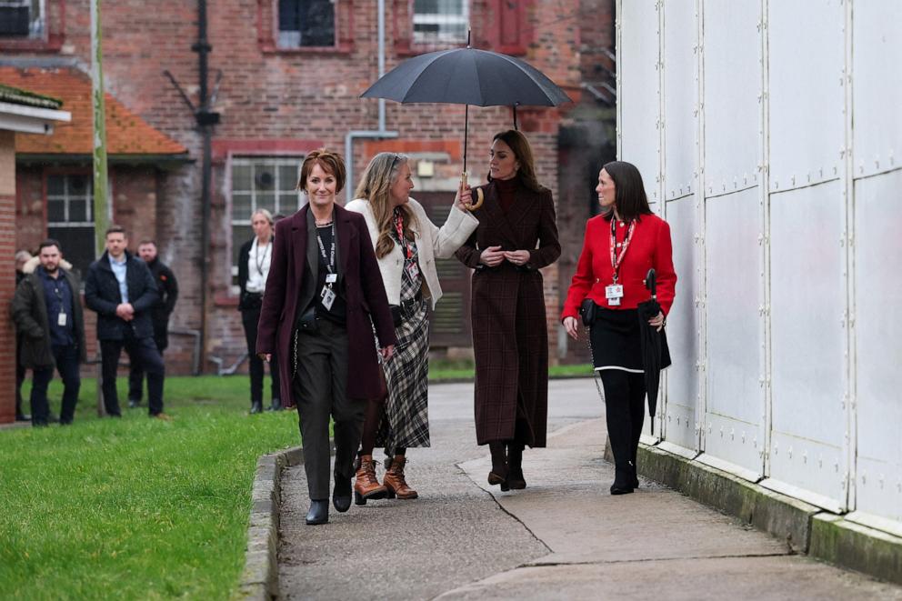 PHOTO: Britain's Catherine, Princess of Wales, visits a mother and baby unit at HMP Styal, a prison and young offender institution, near Wilmslow, Britain, February 11, 2025.