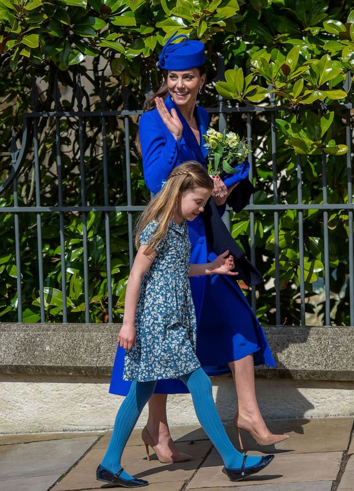PHOTO: Catherine, Princess of Wales and Princess Charlotte attend the Easter Mattins Service at Windsor Castle on April 9, 2023 in Windsor, England.