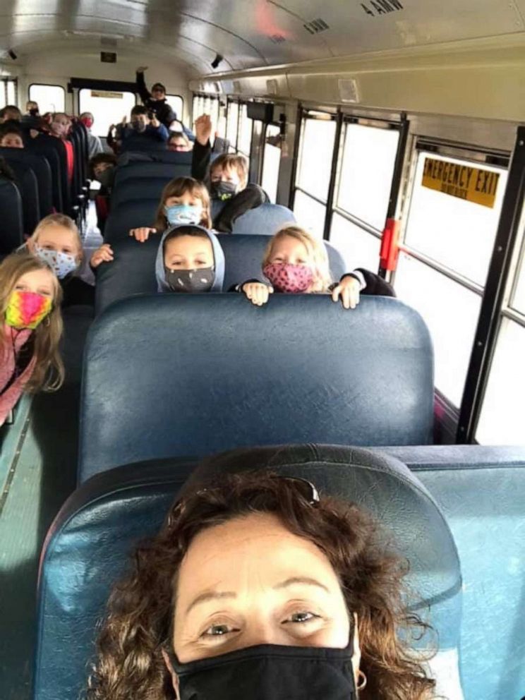PHOTO: Janet Throgmorton is principal of Fancy Farm Elementary in western Kentucky. Since there's been a shortage of bus drivers amid the pandemic, Throgmorton has been driving a school bus.